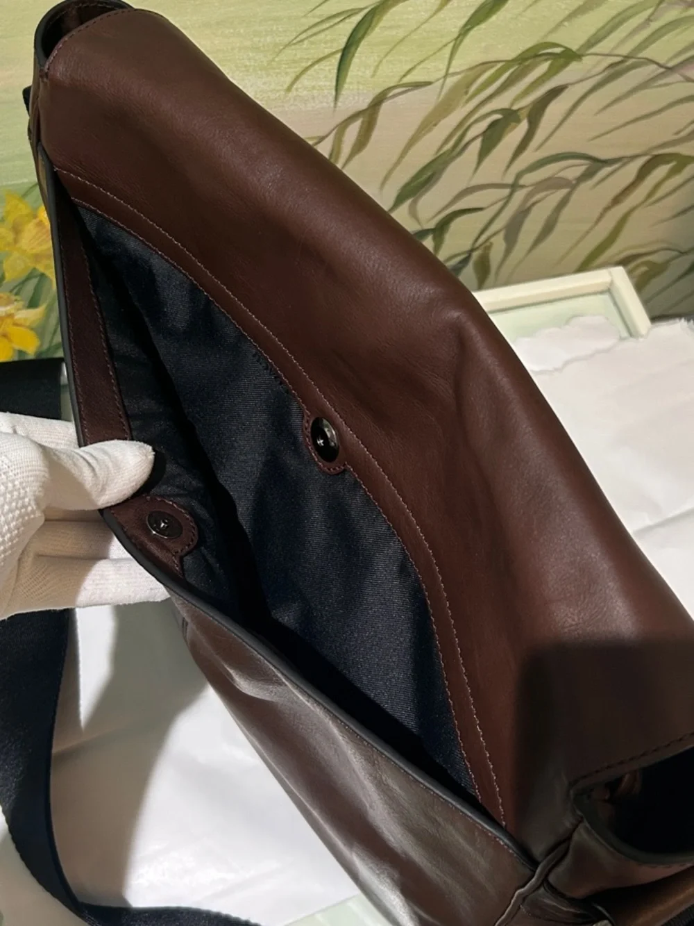 Coach Charles Dark Brown Mahogany Leather Messenger Bag with Black Strap